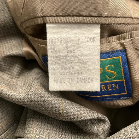 Chaps Ralph Lauren Suit Men 40R 30W 29L Brown Green PlaidHoundstooth Canada Suits